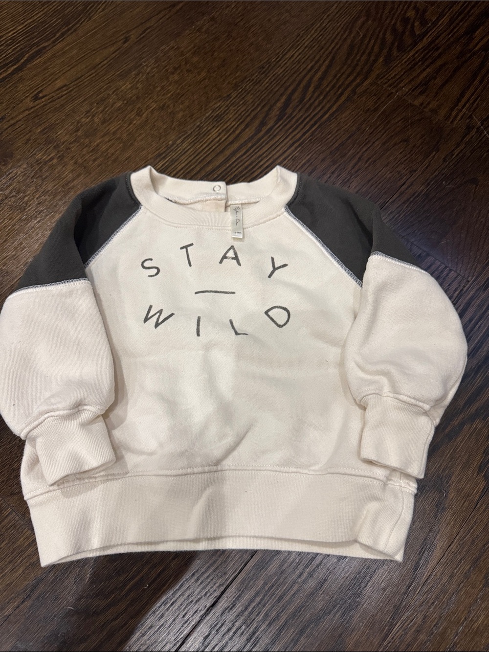Rylee + Cru stay wild Cream Raglan Sweatshirt with Charcoal Shoulders